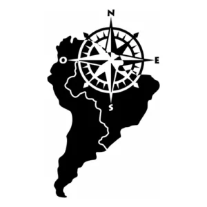 Adesivo Rosa Dos Ventos América Do Sul - 33cm - Várias Cores