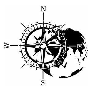 Adesivo Rosa Dos Ventos Globo Terrestre Mapa - 26x25cm P