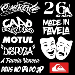 Kit 10 Adesivos Grau Osascorte Made In Favela Favela Venceu