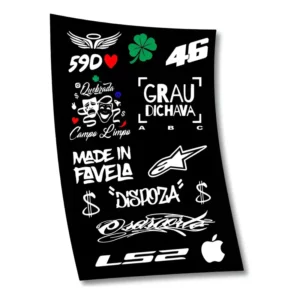 Kit 14 Adesivos Osascorte Alpinestars Ls2 59d Moto Branco