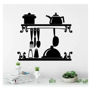 Adesivo Decorativo Parede Cozinha Utensilios Panelas Bule Cor Preto