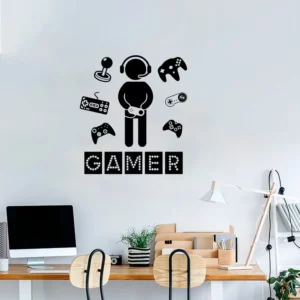 Adesivo Decorativo De Parede Gamer Preto Kanto Autoadesivo Vinil 77x70cm