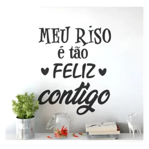 Adesivo Decorativo de Parede com Frase Meu Riso é Feliz para Quarto