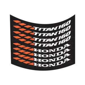 Kit 8 Adesivos Aro Honda Titan 160 Detalhe Laranja