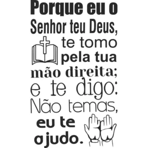 Adesivo Parede Frase Versículos Da Bíblia - Isaías 41:13 Cor Preto Fosco