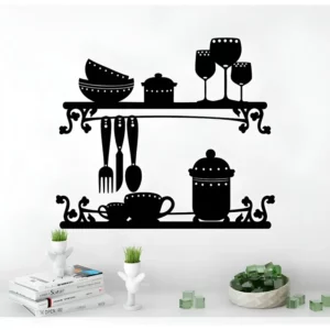 Adesivo Decorativo De Parede Cozinha Completa Utensilios Cor Preto