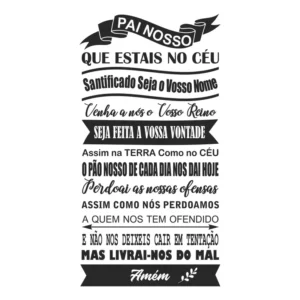 Adesivo Parede Foscauto Oração Pai Nosso Preto Fosco 57x110cm
