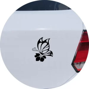 Adesivo Carro Moto Vidro Borboleta Polinizando Flor
