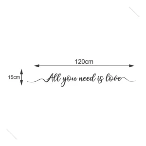 Adesivo Decorativo De Parede Frase All You Need Is Love Cor Preto