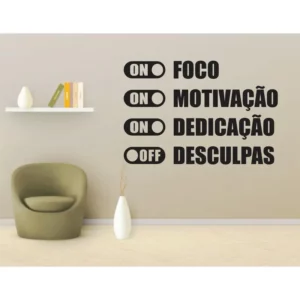 Adesivo de Parede Frases Motivação e Foco para Decoração de Ambientes