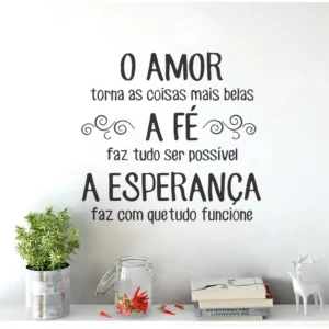 Adesivo Decorativo de Parede com Frase O Amor para Sala e Quarto 60x57cm