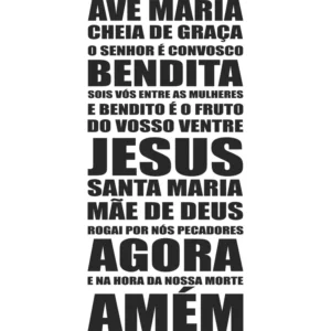 Adesivo Oração Ave Maria Religião Católica 1,00m X 47cm Cor Preto Fosco