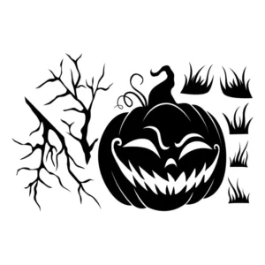 Adesivo Halloween Parede Porta Vitrine Loja Abobora Galhos