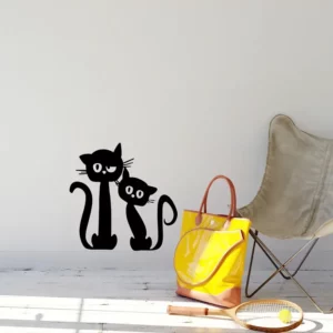 Adesivo Decorativo Parede Animal Gatinhos Cor Preto
