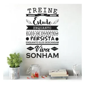 Adesivo Decorativo De Parede Treine Estuda Persista E Viva Cor Preto