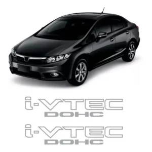 Par De Adesivos Laterais Para Civic I-vtec Dohc 2007 2008 2009 2010 2011 Prata Sportinox