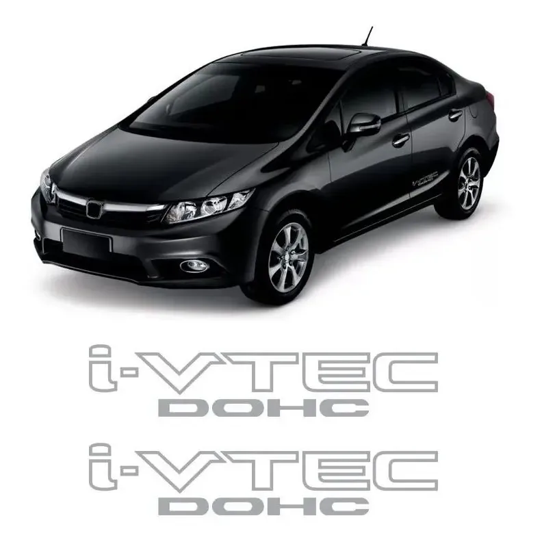 Par De Adesivos Laterais Para Civic I-vtec Dohc 2007 2008 2009 2010 2011 Prata Sportinox