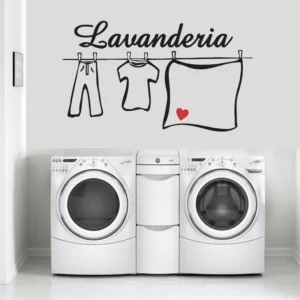 Adesivo Decorativo De Parede Lavanderia De Casa Coração Cor Preto