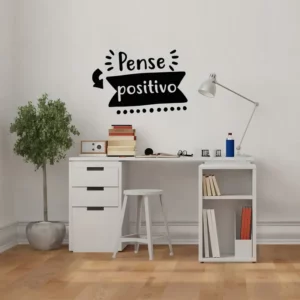 Adesivo Decorativo de Parede Pense Positivo Preto para Sala e Quarto