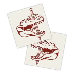 Adesivos P/ Carro 2 Unidaes Vermelho Jacaré Com Espada