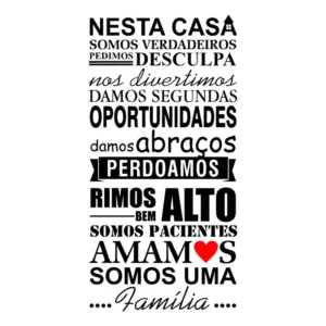 Adesivo Decorativo De Parede Frase Casa Coração Família