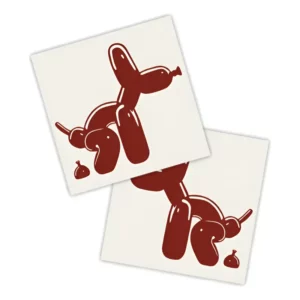 Adesivos P/ Carro 2 Unidaes Vermelho Cachorro Balão