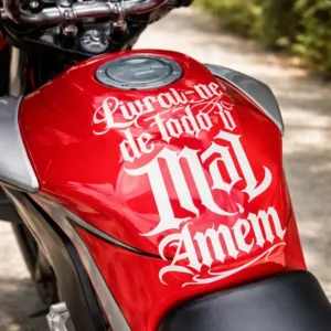 Adesivo Frase Para Tanque De Moto Livrai-me De Todo Mal Amém
