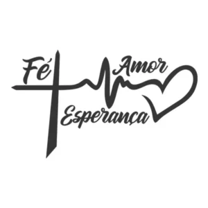 Adesivo De Parede Decorativo Frase Fé Amor Esperança Cor Preto