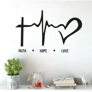 Adesivo Vinilico De Parede Quarto Faith Hope Love Cor Preto
