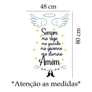 Adesivo de Parede em Vinil Oração Sempre Me Rege Branco para Superfícies Lisas