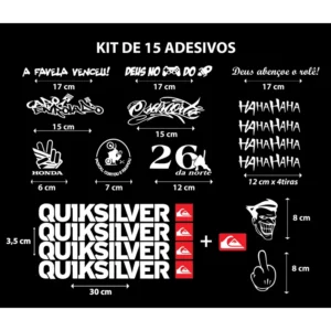 Kit Adesivos Osascorte Moto Quiksilver Kit 15 Adesivos
