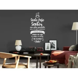 Adesivo Decorativo Frase Oração Santo Anjo Do Senhor Cor Branco