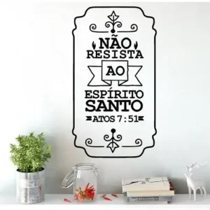 Adesivo Decorativo Frase Espírito Santo Preto 58x103cm Decore Parede