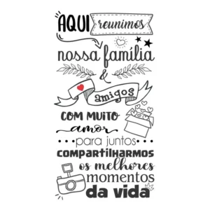 Adesivo De Parede Decorativo Frases Reunimos Família Amigos Cor Preto e Vermelho