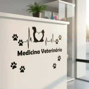 Adesivo Personalizado Medicina Veterinária Gato Cachorro Cor Preto