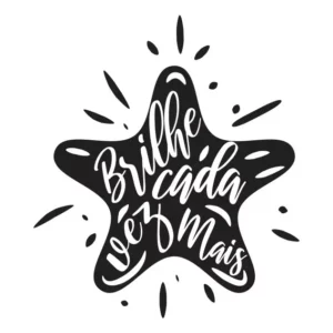 Adesivo Frase Parede Estrela Brilhe Bem Mais - 57cm X 65cm Cor Preto Fosco