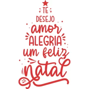 Adesivo Decorativo de Natal Foscauto com Frases Amor e Alegria para Vitrine, Vermelho Fosco 57 cm x 1 m
