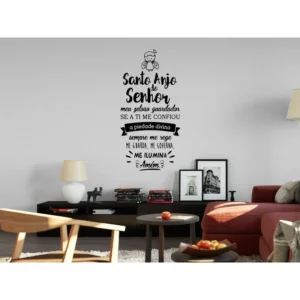 Adesivo Decorativo Frase Oração Santo Anjo Do Senhor Cor Preto