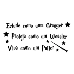 Adesivo Decorativo Kanto Frase Harry Potter Preto 43,5x95cm