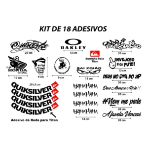 Adesivo Osascorte - Quiksilver Roda Titan - Kit 18 Adesivos
