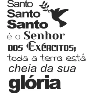 Adesivo Parede Bíblia Versículo Isaías 6:3 Foscauto Preto Fosco 120x100cm
