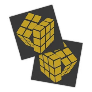 Adesivos P/ Carro 2 Unidaes Amarelo Cubo Mágico Art