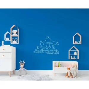Adesivo Decorativo Foscauto Frase O Pequeno Príncipe Branco Parede 70x100cm