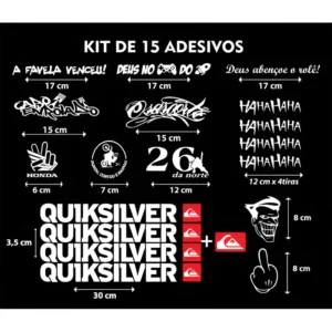 Adesivo Osascorte - Quiksilver Kit De 15 Adesivos