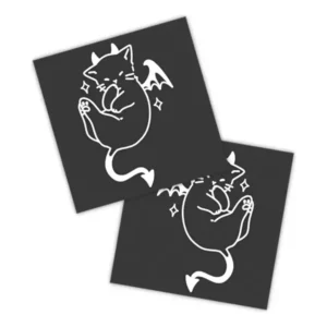 Adesivos P/ Carro 2 Unidaes Branco Gato Diabinho Fofo