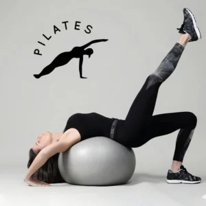 Adesivo Preto Kanto Logo Estúdio Pilates Silhueta Paredes Espelhos
