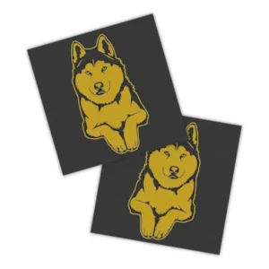 Adesivos P/ Carro 2 Unidaes Amarelo Husky Siberiano