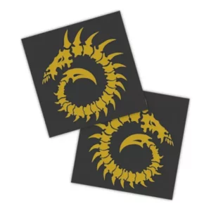 Adesivos P/ Carro 2 Unidaes Amarelo Dragão Espiral Ósseo