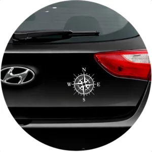 Adesivo Carro Vidro Bússola Compass Pontos Cardeais 13cm