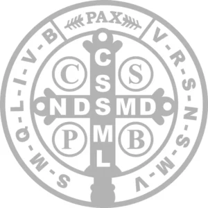 Adesivo Medalha de São Bento Prata Inox Para Parede Foscauto 40x40cm